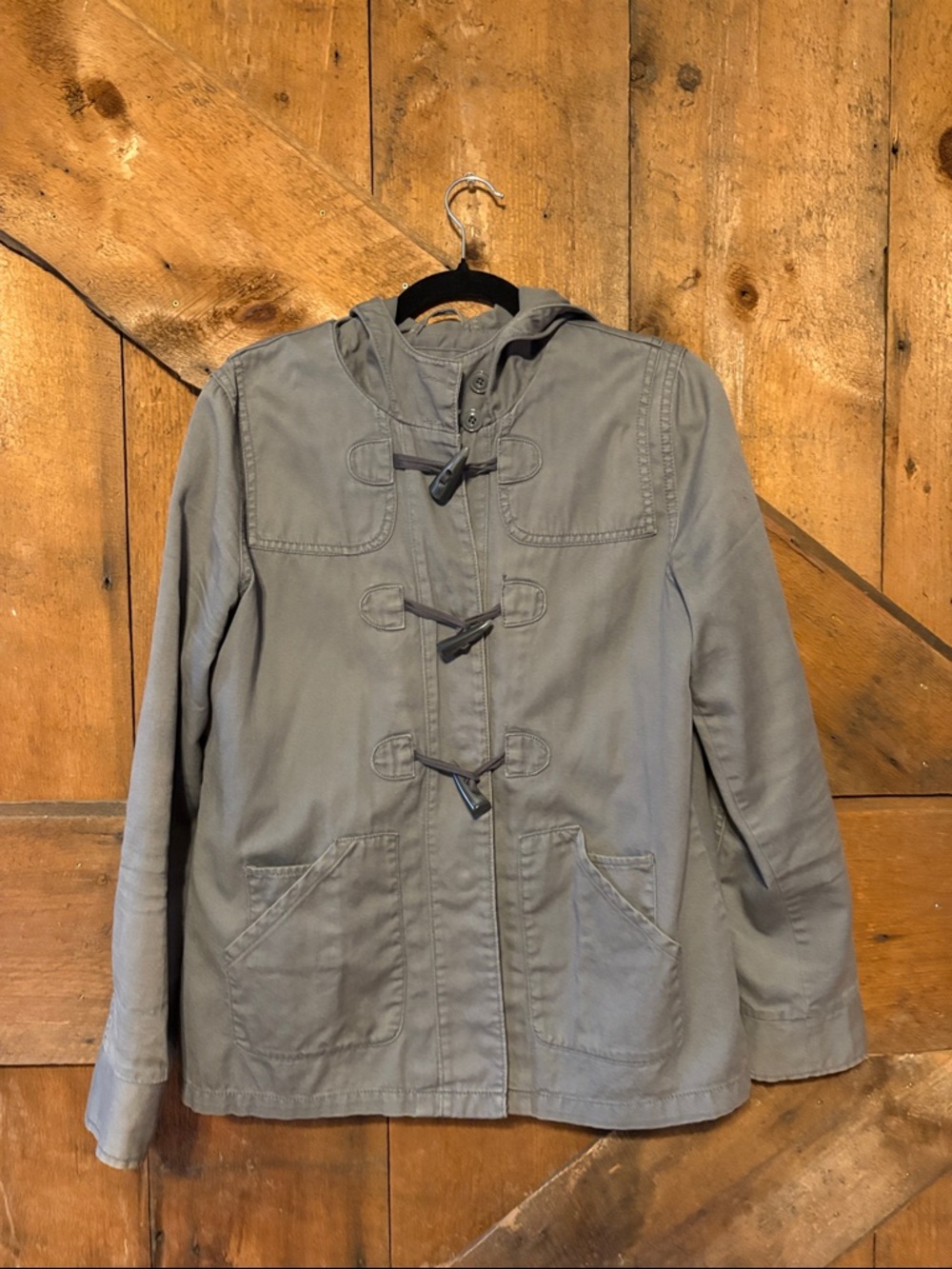 Mossimo Supply Co. Gray Hooded Toggle Utility Jacket